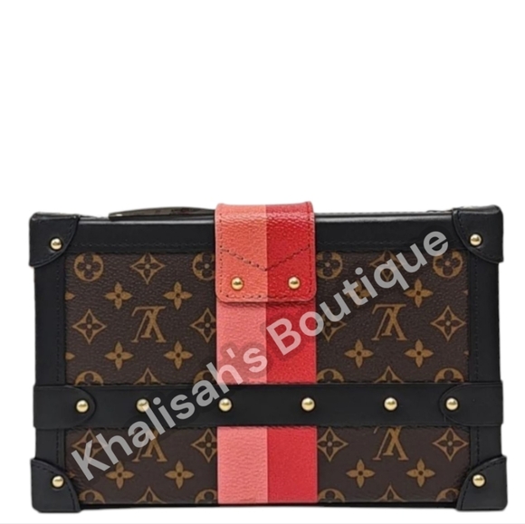 Rare! Louis Vuitton Petite Malle Handbag Limited Edition Stripes Monogram Canvas - Picture 3 of 16